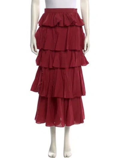 Pre-owned Rhode Ruffle Embellishment Long Skirt In Red
