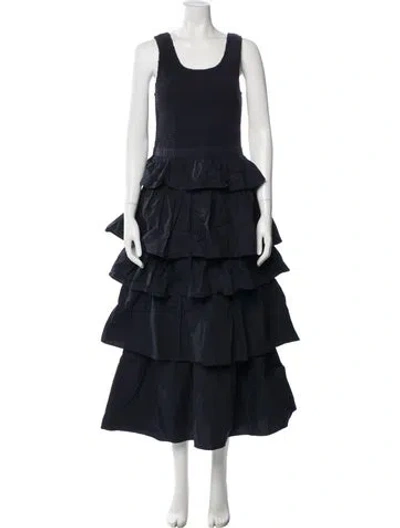 Pre-owned Rhode Scoop Neck Long Dress In Blue