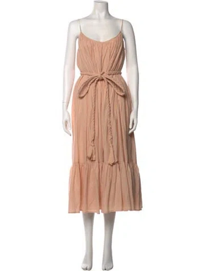 Pre-owned Rhode Scoop Neck Long Dress In Neutral