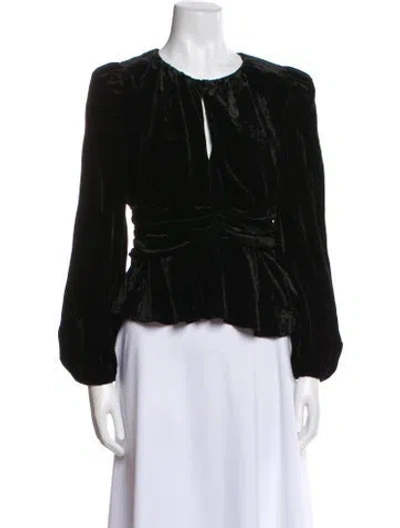 Pre-owned Rhode Scoop Neck Long Sleeve Blouse In Black