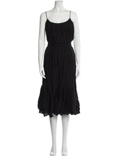 Pre-owned Rhode Scoop Neck Midi Length Dress In Black