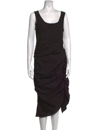 Pre-owned Rhode Scoop Neck Midi Length Dress In Black