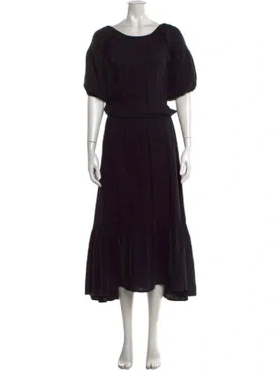 Pre-owned Rhode Scoop Neck Midi Length Dress In Black