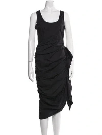 Pre-owned Rhode Scoop Neck Midi Length Dress In Black