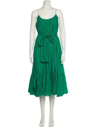 Pre-owned Rhode Scoop Neck Midi Length Dress In Green