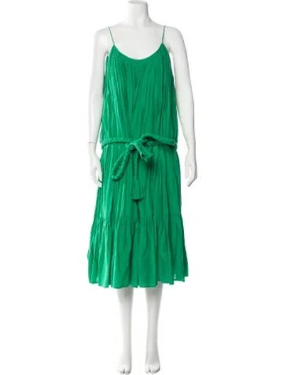 Pre-owned Rhode Scoop Neck Midi Length Dress In Green