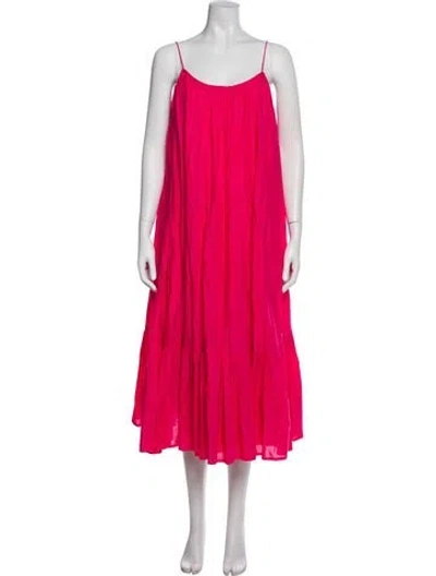 Pre-owned Rhode Scoop Neck Midi Length Dress In Pink