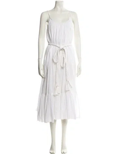 Pre-owned Rhode Scoop Neck Midi Length Dress In White