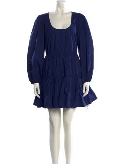 Pre-owned Rhode Scoop Neck Mini Dress In Blue