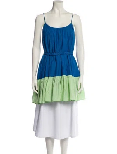 Pre-owned Rhode Scoop Neck Mini Dress In Blue