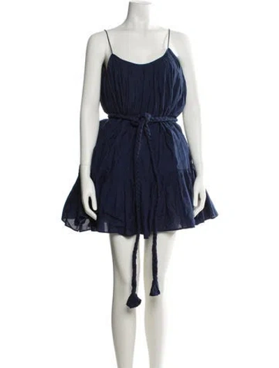 Pre-owned Rhode Scoop Neck Mini Dress In Blue