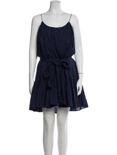 Pre-owned Rhode Scoop Neck Mini Dress In Blue