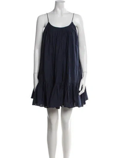 Pre-owned Rhode Scoop Neck Mini Dress In Blue