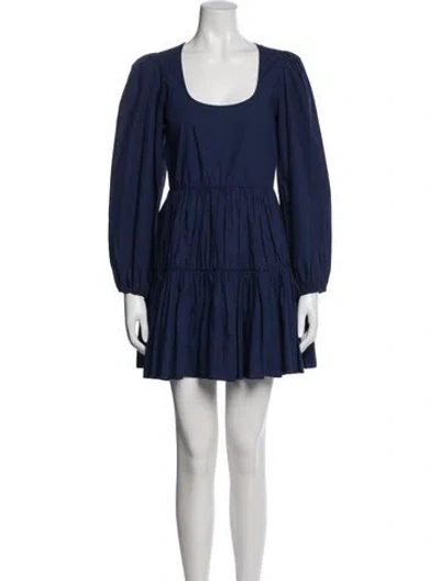 Pre-owned Rhode Scoop Neck Mini Dress In Blue