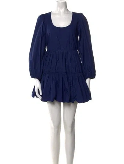 Pre-owned Rhode Scoop Neck Mini Dress In Blue
