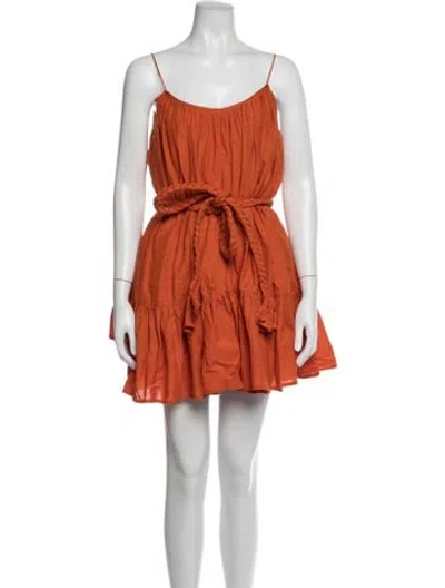 Pre-owned Rhode Scoop Neck Mini Dress In Orange