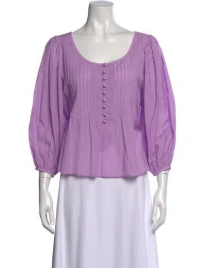 Pre-owned Rhode Scoop Neck Three-quarter Sleeve Blouse In Purple