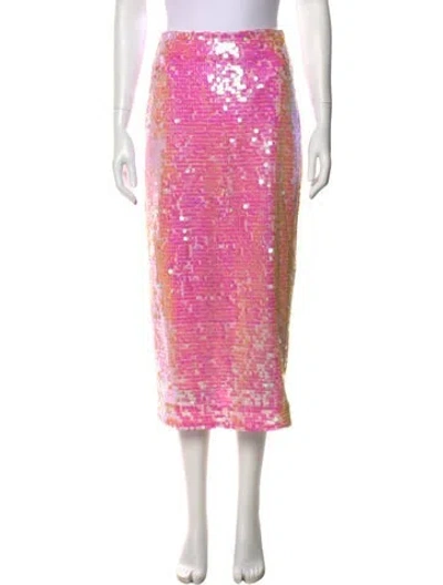 Pre-owned Rhode Sequin Embellishments Midi Length Skirt W/ Tags In Pink