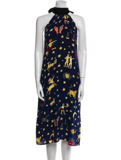 Pre-owned Rhode Silk Long Dress In Blue