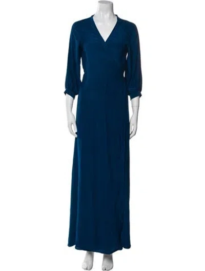 Pre-owned Rhode Silk Long Dress In Blue