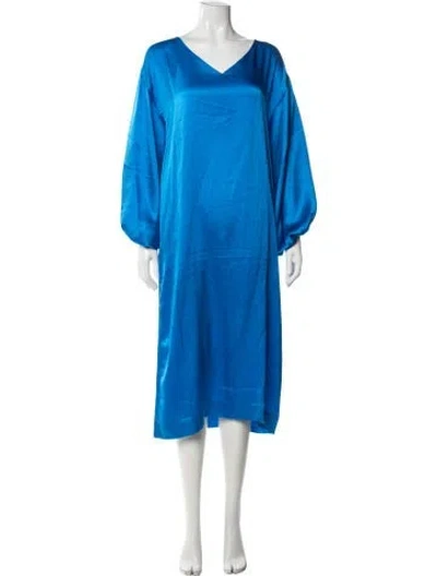 Pre-owned Rhode Silk Midi Length Dress In Blue