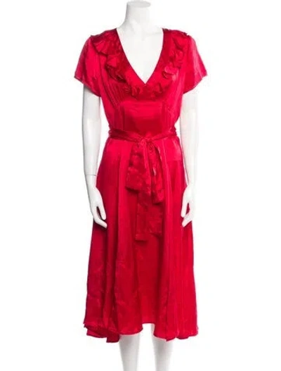 Pre-owned Rhode Silk Midi Length Dress In Red