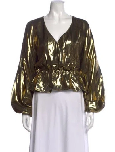 Pre-owned Rhode Silk V-neck Blouse W/ Tags In Multi