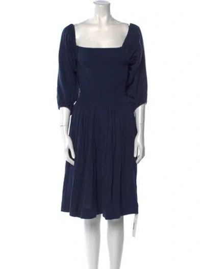 Pre-owned Rhode Square Neckline Knee-length Dress In Blue