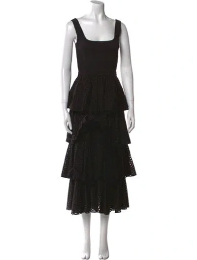 Pre-owned Rhode Square Neckline Long Dress In Black
