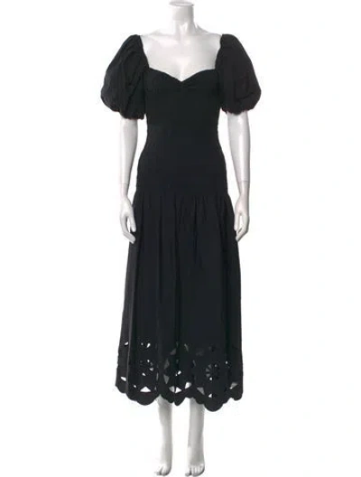 Pre-owned Rhode Square Neckline Long Dress In Black