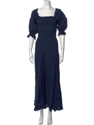 Pre-owned Rhode Square Neckline Long Dress In Blue
