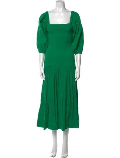 Pre-owned Rhode Square Neckline Long Dress In Green
