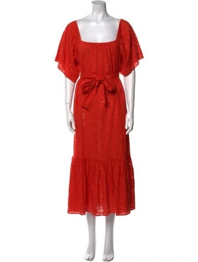 Pre-owned Rhode Square Neckline Long Dress In Orange