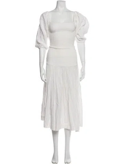 Pre-owned Rhode Square Neckline Long Dress In White