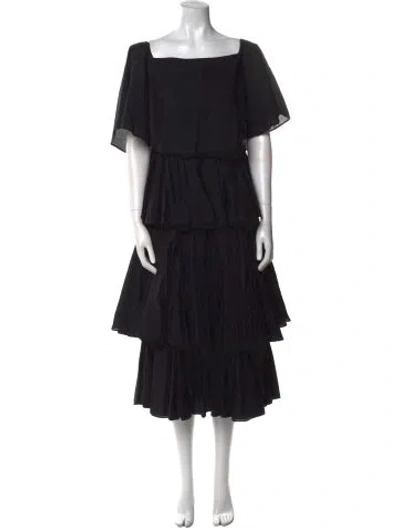 Pre-owned Rhode Square Neckline Midi Length Dress In Black
