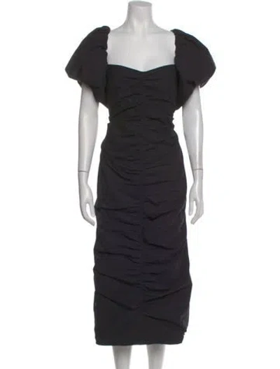 Pre-owned Rhode Square Neckline Midi Length Dress In Black