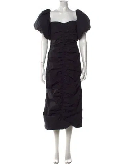 Pre-owned Rhode Square Neckline Midi Length Dress In Black