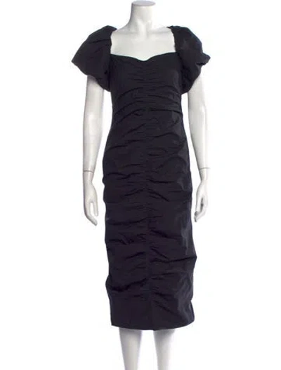 Pre-owned Rhode Square Neckline Midi Length Dress In Black