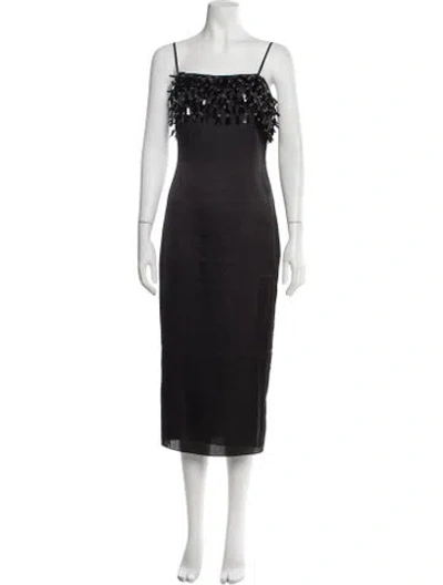 Pre-owned Rhode Square Neckline Midi Length Dress In Black
