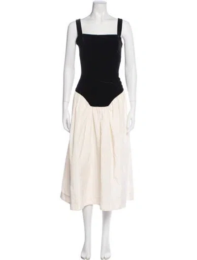 Pre-owned Rhode Square Neckline Midi Length Dress In Black/neutrals