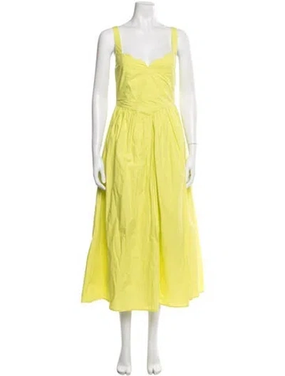 Pre-owned Rhode Square Neckline Midi Length Dress W/ Tags In Yellow