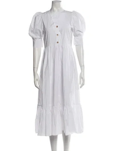Pre-owned Rhode Square Neckline Midi Length Dress In White