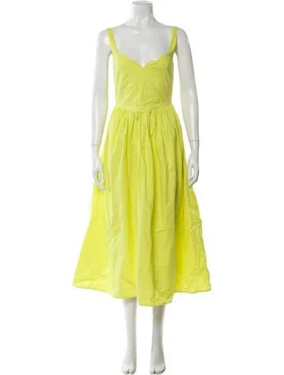 Pre-owned Rhode Square Neckline Midi Length Dress In Yellow