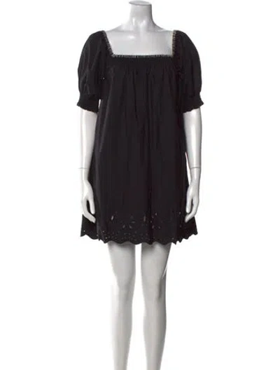 Pre-owned Rhode Square Neckline Mini Dress In Black