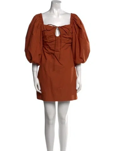 Pre-owned Rhode Square Neckline Mini Dress In Brown