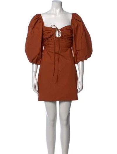 Pre-owned Rhode Square Neckline Mini Dress In Brown