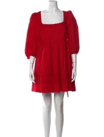 Pre-owned Rhode Square Neckline Mini Dress In Red
