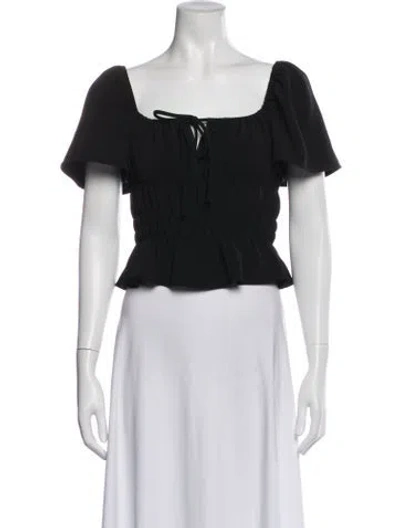Pre-owned Rhode Square Neckline Short Sleeve Blouse In Black