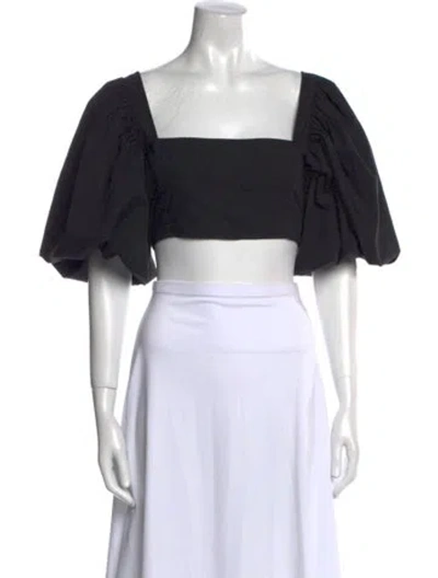 Pre-owned Rhode Square Neckline Short Sleeve Crop Top In Black