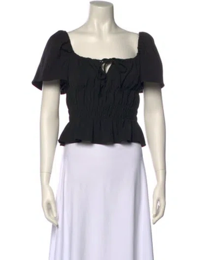 Pre-owned Rhode Square Neckline Short Sleeve Crop Top In Black